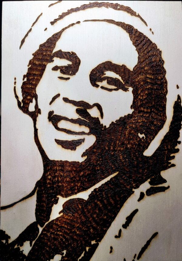 Bob Marley tableau pyrogravure Landes