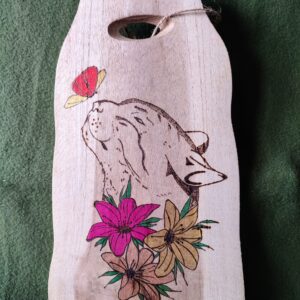 Planche à découper chat pyrogravé