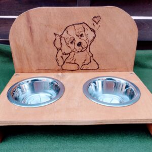 Support gamelles pour petit chien-personnalisable