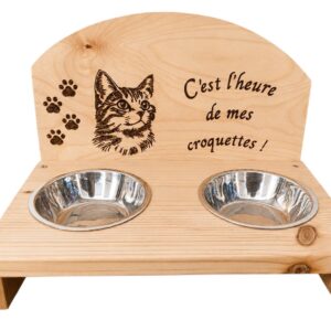 Support gamelles à chat personnalisable