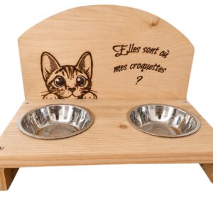 Support de gamelles à chat personnalisable
