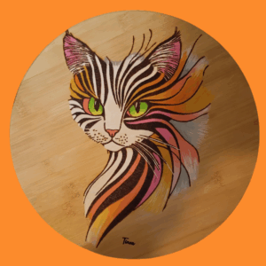 Chat coloré orange