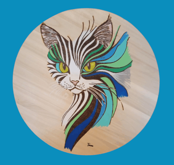 Chat coloré bleu